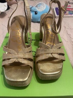Sam Edelman Gold Strappy Platform Sandals